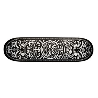 Polynesiaans tribaal gezicht zwart-wit skateboard