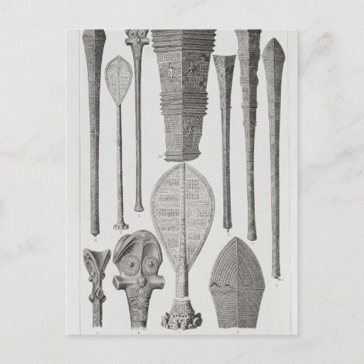 Polynesiaanse clubs en insignes van rang briefkaart (Voorkant)