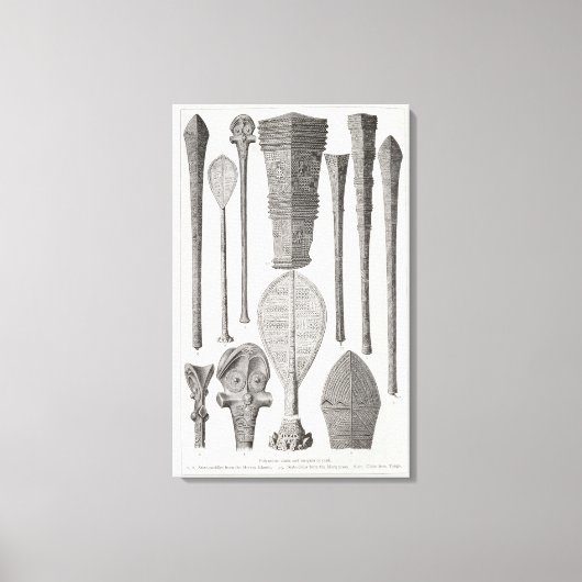 Polynesiaanse clubs en insignes van rang canvas afdruk (Voorkant)