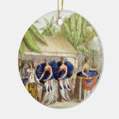 Polynesiaanse dansmeisjes, gegraveerd door A. Bern Keramisch Ornament (Links)