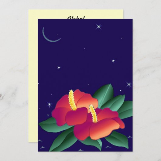 Polynesiaanse Floral Tiki - Uitnodiging voor tropi (Voorkant / Achterkant)