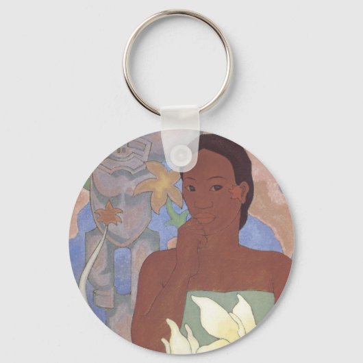 "Polynesiaanse vrouw en Tiki" - Sleutelhanger (Voorkant)