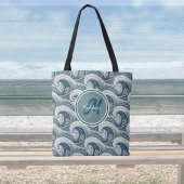 Polynesian Beach Waves and Flowers Ocean Pattern Draagtas