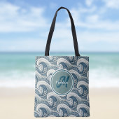 Polynesian Beach Waves and Flowers Ocean Pattern Draagtas