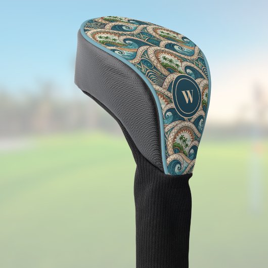Polynesian Tropical Wave Palm Trees Pattern Name Golfheadcover