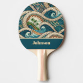 Polynesian Tropical Wave Palm Trees Pattern Name Tafeltennisbatje (Voorkant)