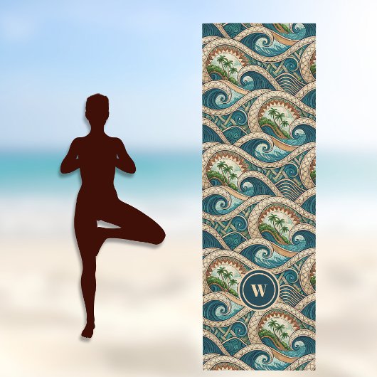 Polynesian Tropical Wave Palm Trees Pattern Name Yogamat