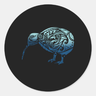 Polynesië Maori Kiwi Vogel Oceaan Blauw Nieuw Zeel Ronde Sticker