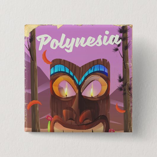 Polynesië Tiki masker Vierkante Button 5,1 Cm (Voorkant)