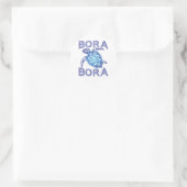 Polynesisch Blauw Tribal Zee Schildpad Bora Bora Ronde Sticker (Tas)
