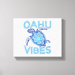 Polynesisch Blauw Tribal Zee Turtle Oahu Vibes Canvas Afdruk
