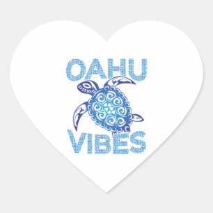 Polynesisch Blauw Tribal Zee Turtle Oahu Vibes Hart Sticker