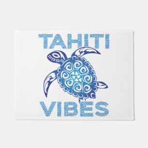 Polynesisch Blauw Tribal Zee Turtle Tahiti Vibes Deurmat