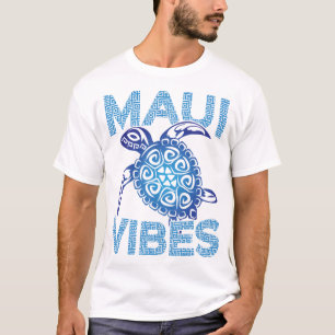 Polynesische Blau Tribale Zeeschildpad Maui Vibes T-shirt