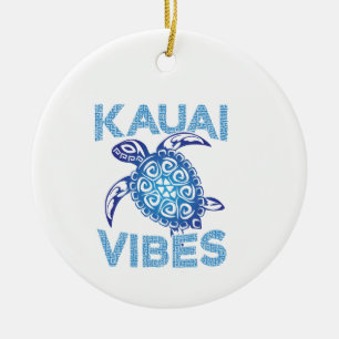 Polynesische Blauwe Tribale Zeeschildpad Kauai Vib Keramisch Ornament