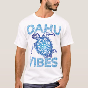 Polynesische Blauwe Tribale Zeeschildpad Oahu Vibe T-shirt