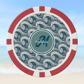 Polynesische strandgolven en bloemen oceaanpatroon poker chips