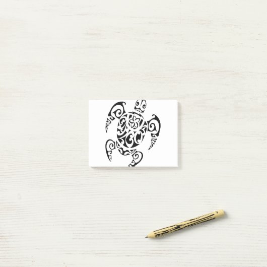 Polynesische tatoeage van zeeschildpadden post-it® notes (Op bureau)
