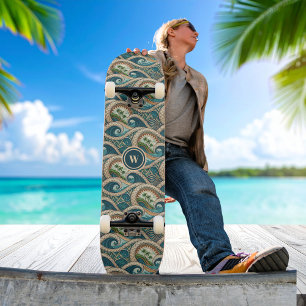 Polynesische Tropische Golf Palmboom Patroon Naam Skateboard