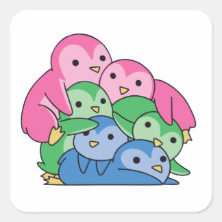 Polyseksuele vlag Pride Lgbtq Cute Penguin Vierkante Sticker