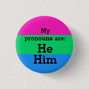 Polysexualiteit Vlag met Hij/Hem Voornaamwoorden Ronde Button 3,2 Cm