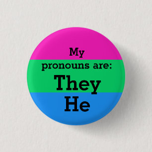 Polysexualiteit Vlag met They/Hem Voornaamwoorden Ronde Button 3,2 Cm