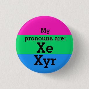 Polysexualiteit Vlag met Xe/Xyr Pronouns Ronde Button 3,2 Cm