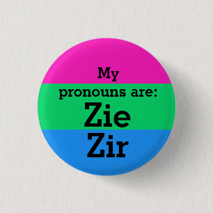 Polysexualiteit Vlag met Zie/Zir Voornaamwoorden Ronde Button 3,2 Cm