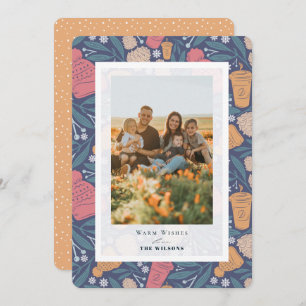 Pom Beanie Coffee Kerstfeestdag Fotokaart Kaart