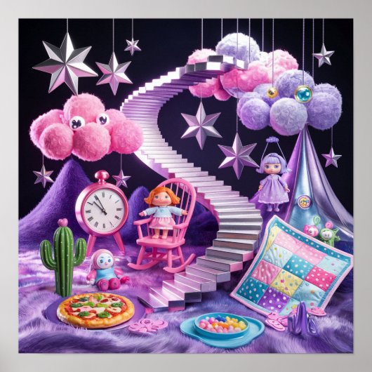 Pom Pom Clouds Dreamy Surreal Poster (Devant)