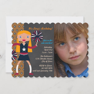Pom-pom girl Anniversaire Fête photo invitation