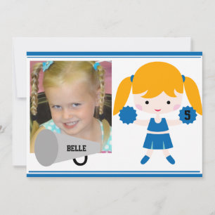 Pom-pom girl bleu photo personnalisé Invitation d'