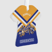 Pom-pom girl d'or, bleu-foncé et blanc (devant)