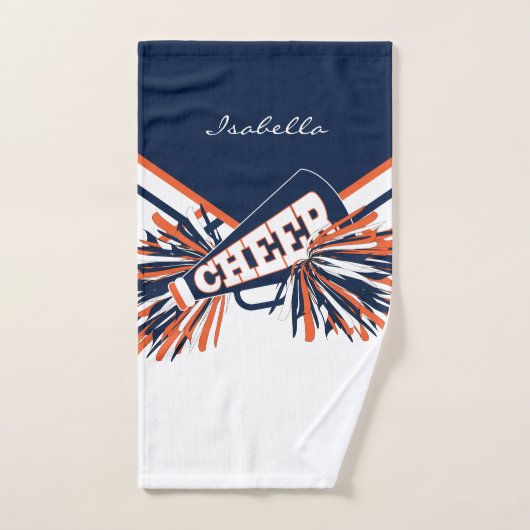 Pom-pom girl en bleu, orange et blanc (Serviette à main)