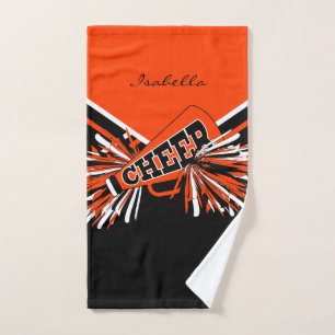 Pom-pom girl en noir, orange et blanc