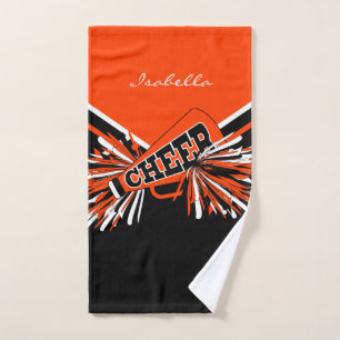 Pom-pom girl en orange, noir et blanc