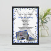 Pom-pom girl Photo Invitation Bleu (Debout devant)