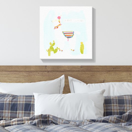 Pom Pom Llama Rama- Llater Llosers Canvas Afdruk (Insitu (Slaapkamer))