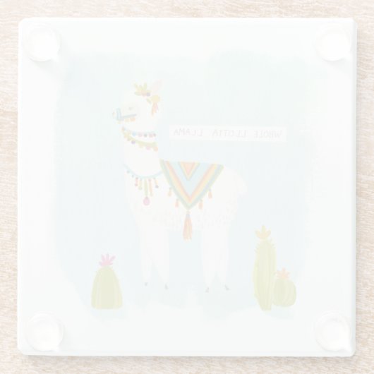 Pom Pom Llama Rama - Whole Lotta Llama Glazen Onderzetter (Achterkant)