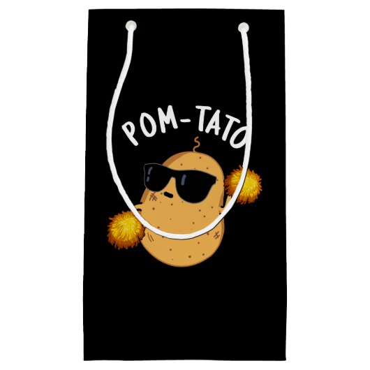 Pom-tato Funny Potato Pun Dark BG Klein Cadeauzakje (Voorkant)