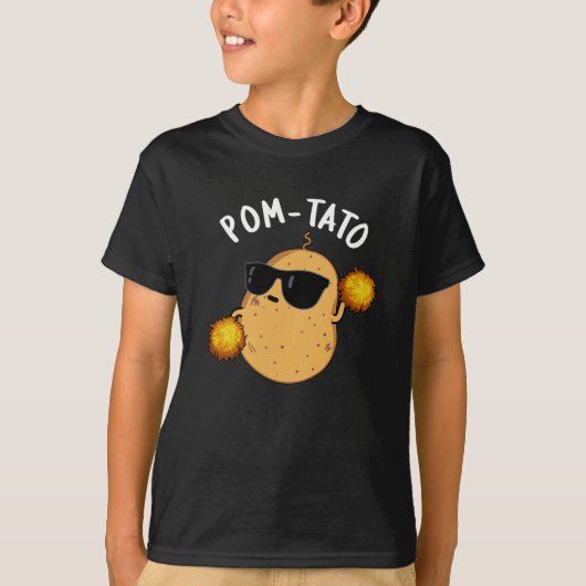 Pom-tato Funny Potato Pun Dark BG T-shirt (Voorkant)
