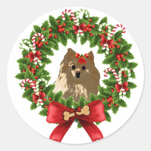 Pom Wreath Holiday Sticker (Voorkant)