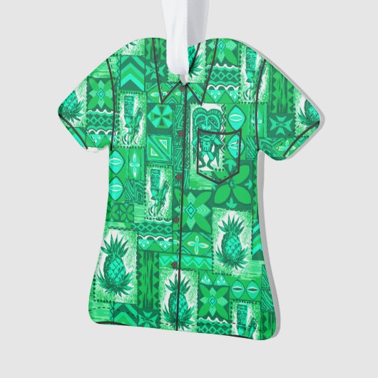 Pomaika’i Tiki Hawaiian  Tapa Aloha Shirt Ornament (voorkant)