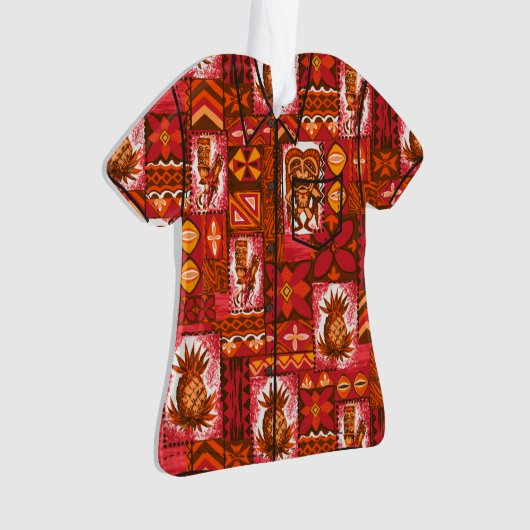 Pomaika’i Tiki Hawaiian Tapa Aloha Shirt Ornament (voorkant)