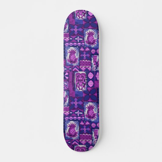 Pomaika’i Tiki Hawaiian Tapa Skateboard (Voorkant)