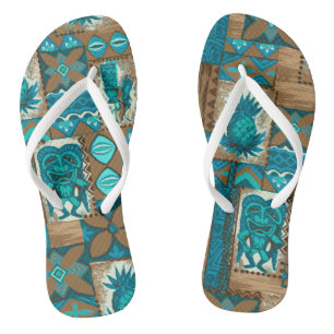 Pomaika’i Tiki Hawaiian Tapa Teenslippers