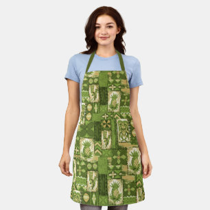 Pomaika’i Tiki Hawaiian Vintage Tapa Green Schort