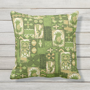 Pomaika’i Tiki Hawaiian Vintage Tapa Outdoor Buitenkussen