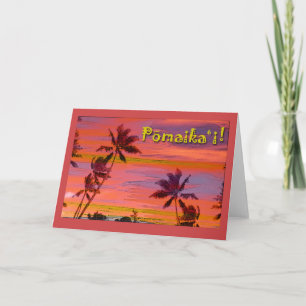 Pomaikai Good Luck in Hawaiian met Palm Trees Kaart
