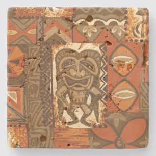 Pomaika'i Tiki Hawaiiaanse Vintage Tapa Stenen Onderzetter